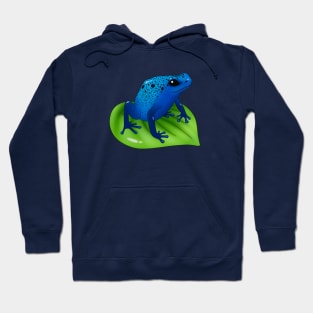 Blue Poison Dart Frog on a Leaf Hoodie